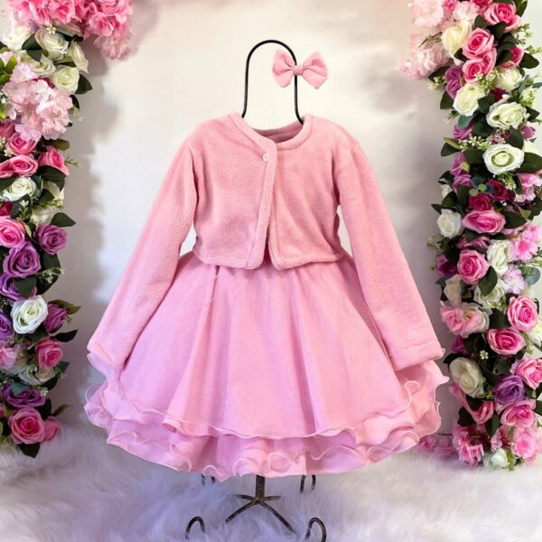 Casaquinho Bolero Infantil Menina Plush Inverno Aniversario Festa - Image 2